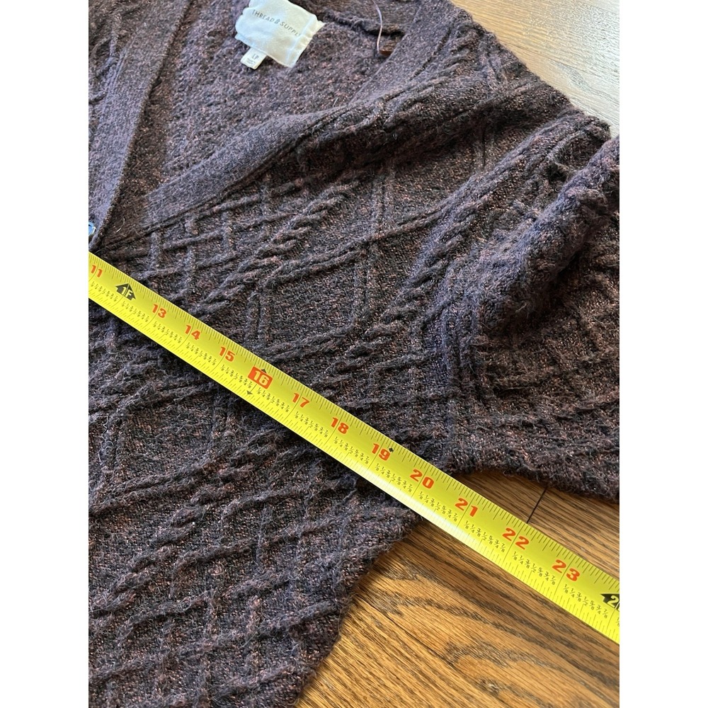 Thread & Supply Calista‎ Soft Cable-Knit Cardigan Sweater Womens LP Brown Cozy - Picture 7 of 8